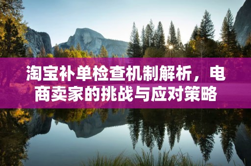 淘宝补单检查机制解析，电商卖家的挑战与应对策略