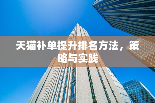 天猫补单提升排名方法，策略与实践