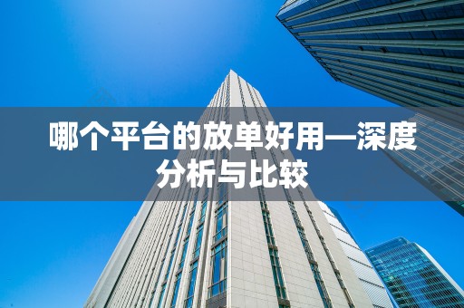 哪个平台的放单好用—深度分析与比较