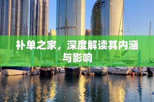 补单之家，深度解读其内涵与影响