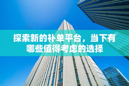 探索新的补单平台，当下有哪些值得考虑的选择