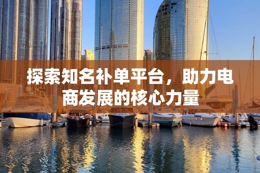 探索知名补单平台，助力电商发展的核心力量