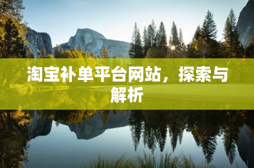 淘宝补单平台网站，探索与解析