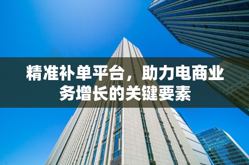 精准补单平台，助力电商业务增长的关键要素