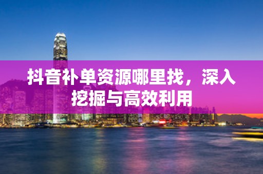 抖音补单资源哪里找，深入挖掘与高效利用