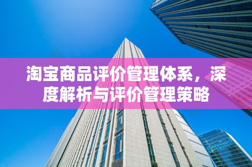 淘宝商品评价管理体系，深度解析与评价管理策略