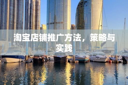 淘宝店铺推广方法，策略与实践