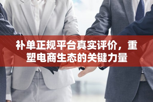 补单正规平台真实评价，重塑电商生态的关键力量