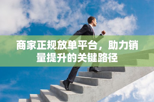 商家正规放单平台，助力销量提升的关键路径