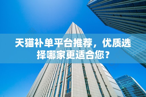天猫补单平台推荐，优质选择哪家更适合您？