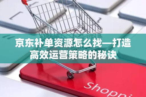 京东补单资源怎么找—打造高效运营策略的秘诀