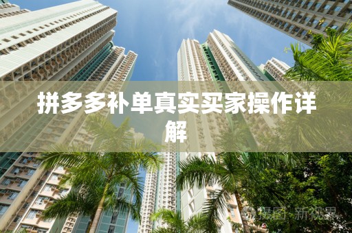 拼多多补单真实买家操作详解