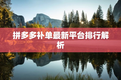 拼多多补单最新平台排行解析