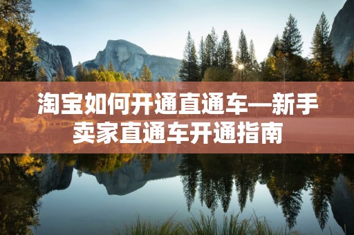 淘宝如何开通直通车—新手卖家直通车开通指南
