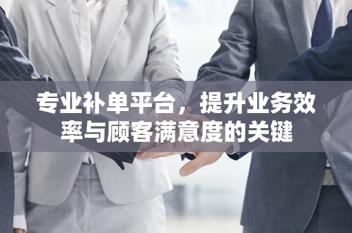 专业补单平台，提升业务效率与顾客满意度的关键