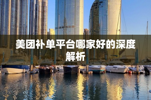美团补单平台哪家好的深度解析