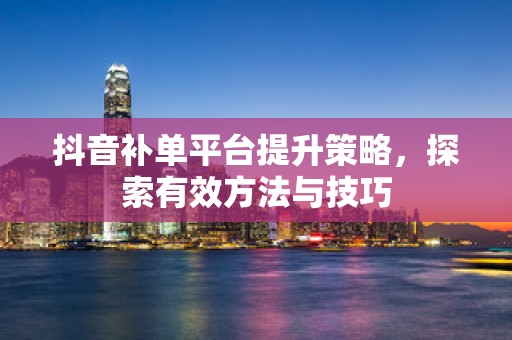 抖音补单平台提升策略，探索有效方法与技巧