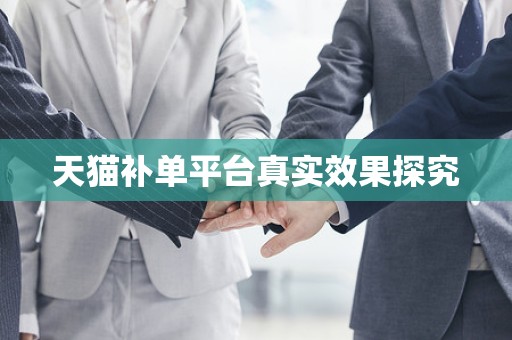 天猫补单平台真实效果探究