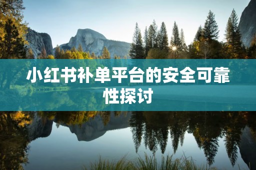 小红书补单平台的安全可靠性探讨
