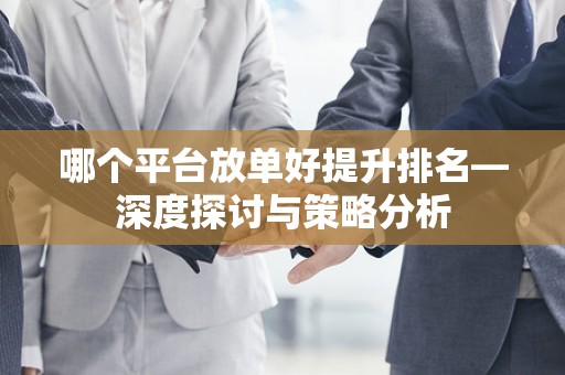 哪个平台放单好提升排名—深度探讨与策略分析