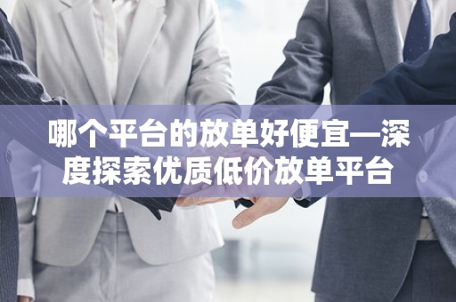 哪个平台的放单好便宜—深度探索优质低价放单平台
