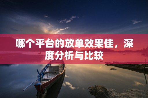 哪个平台的放单效果佳，深度分析与比较