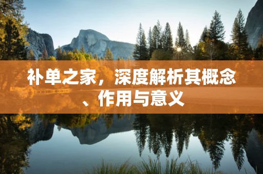 补单之家，深度解析其概念、作用与意义