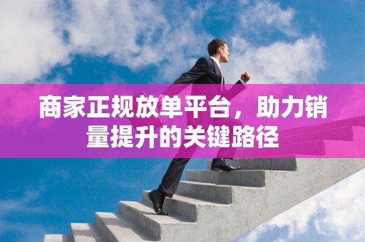 商家正规放单平台，助力销量提升的关键路径