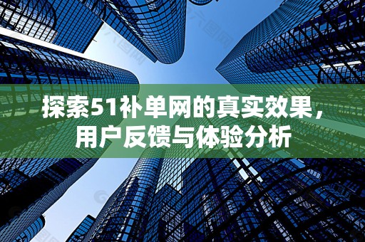 探索51补单网的真实效果，用户反馈与体验分析