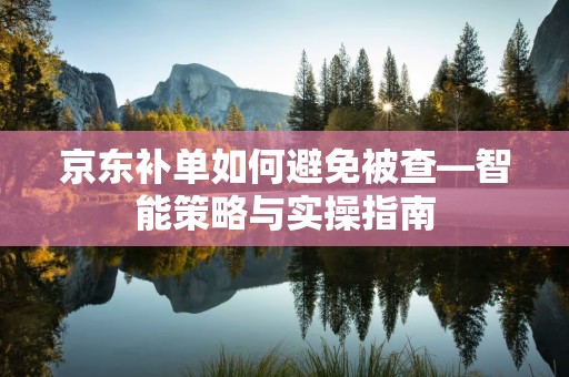 京东补单如何避免被查—智能策略与实操指南