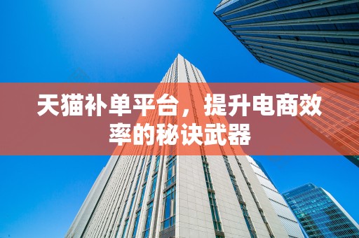 天猫补单平台，提升电商效率的秘诀武器