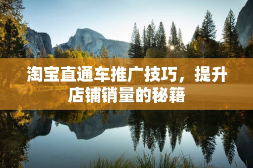 淘宝直通车推广技巧，提升店铺销量的秘籍