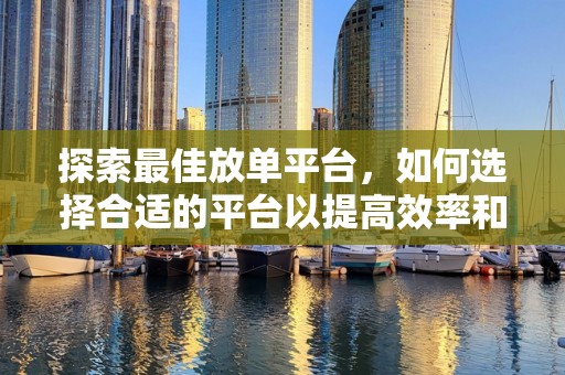 探索最佳放单平台，如何选择合适的平台以提高效率和收益