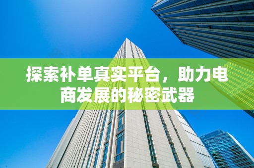 探索补单真实平台，助力电商发展的秘密武器