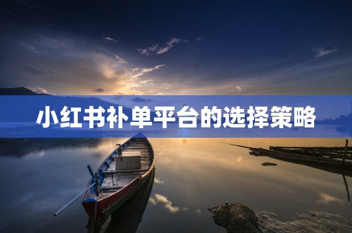 小红书补单平台的选择策略