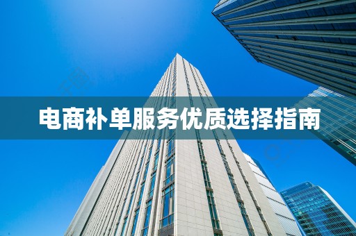 电商补单服务优质选择指南