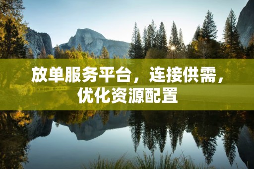 放单服务平台，连接供需，优化资源配置