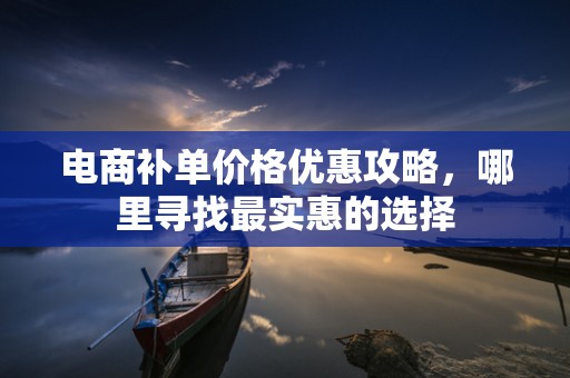 电商补单价格优惠攻略，哪里寻找最实惠的选择