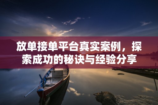 放单接单平台真实案例，探索成功的秘诀与经验分享