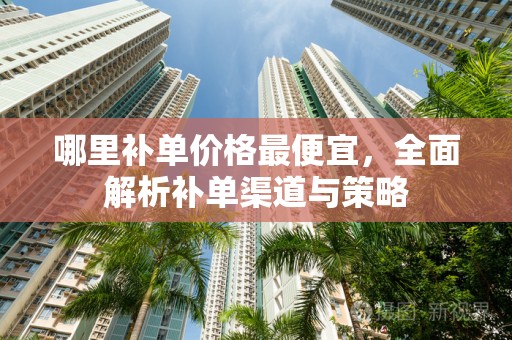 哪里补单价格最便宜，全面解析补单渠道与策略