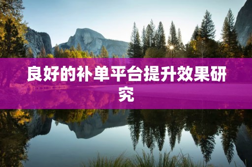 良好的补单平台提升效果研究