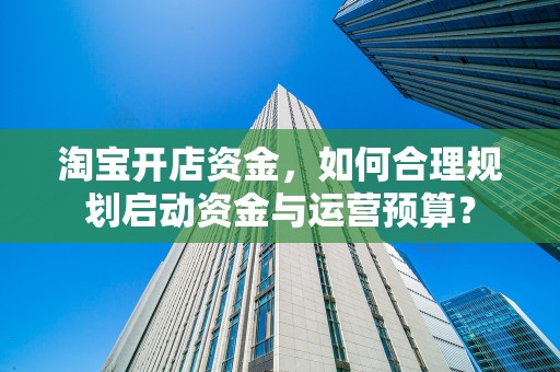 淘宝开店资金，如何合理规划启动资金与运营预算？