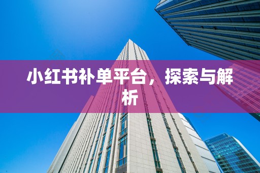 小红书补单平台，探索与解析