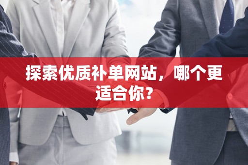 探索优质补单网站，哪个更适合你？