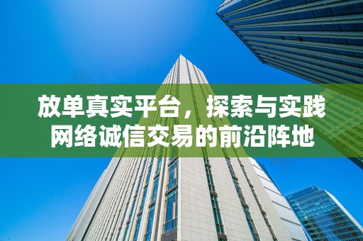 放单真实平台，探索与实践网络诚信交易的前沿阵地