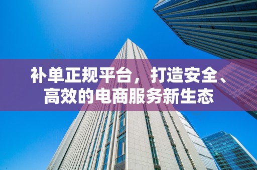 补单正规平台，打造安全、高效的电商服务新生态