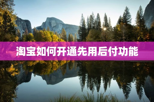 淘宝如何开通先用后付功能