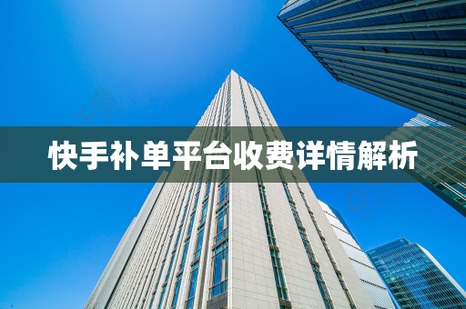 快手补单平台收费详情解析
