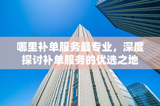 哪里补单服务最专业，深度探讨补单服务的优选之地