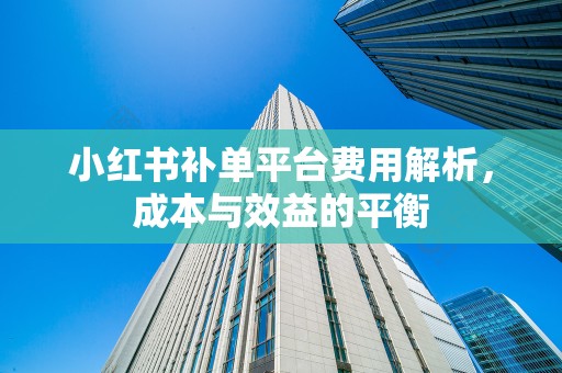 小红书补单平台费用解析，成本与效益的平衡